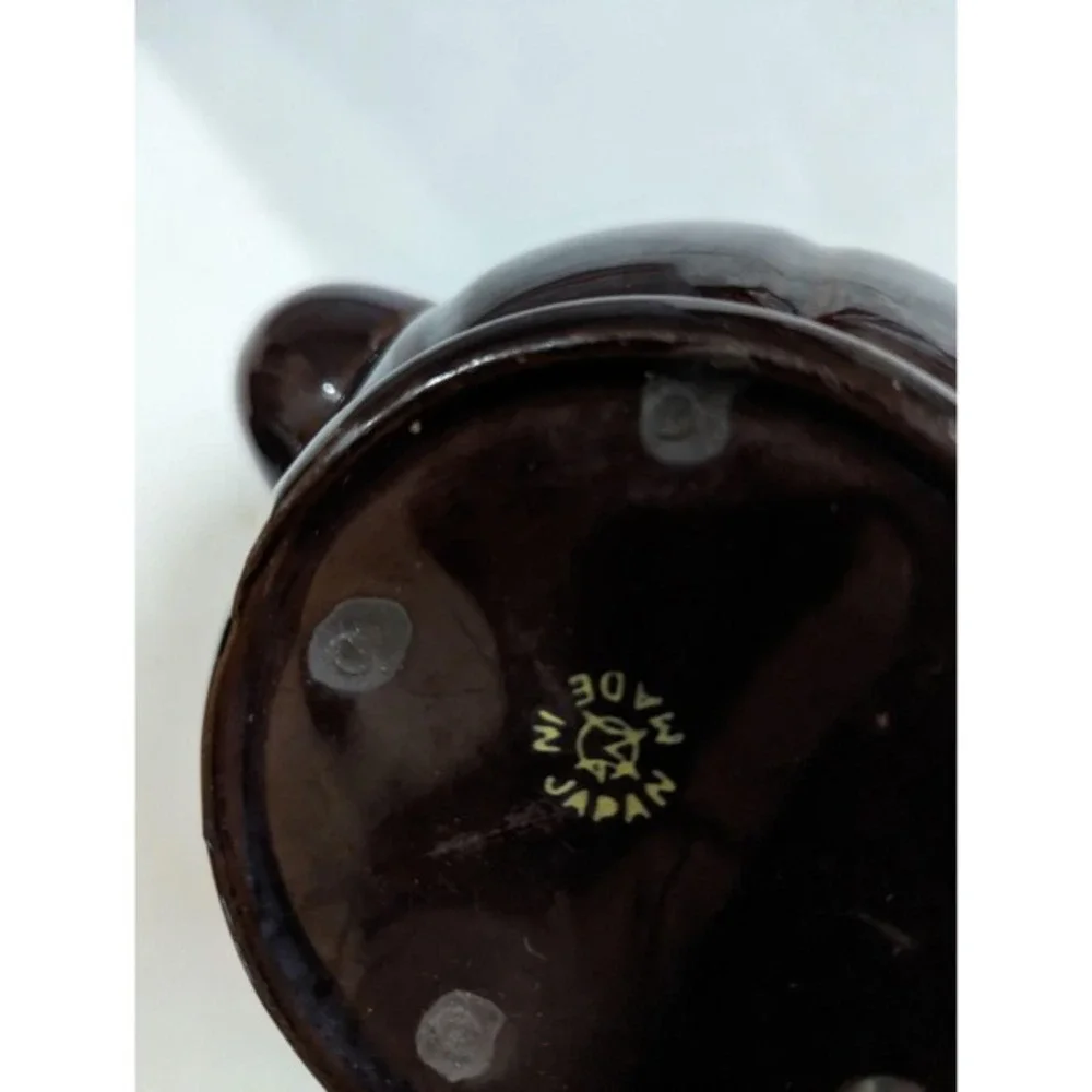 Vintage Made in Japan Brown Ceramic Floral Teapot and 6 Cup Tea Set Gold‎ Trim
